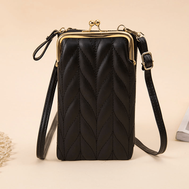 Women Faux Leather Fashion Multifunction Waterproof Crossbody Bag Brief Phone Bag - MRSLM