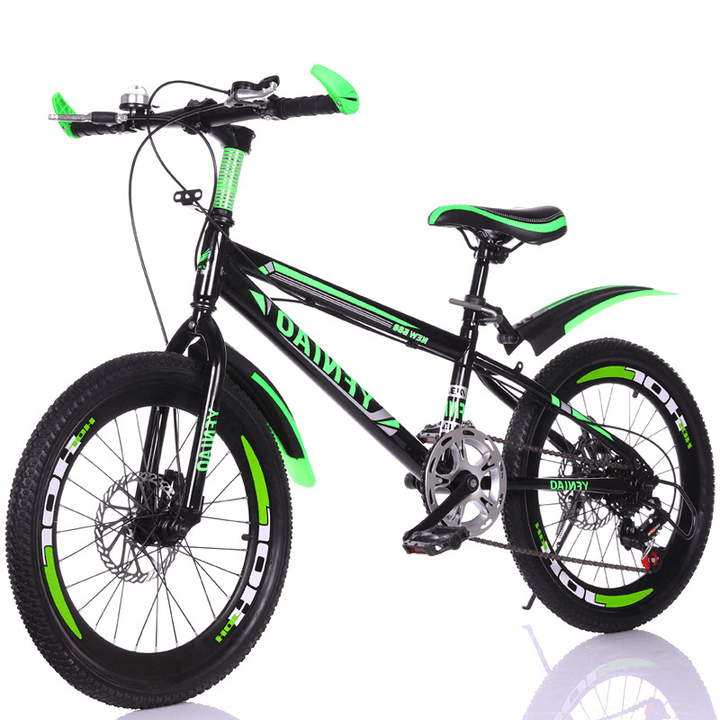 20"/22" 7-Speed Children Mountain Bicycle with Double Disc Brake Shock Absorption Carbon Steel Kids MTB Bike - MRSLM