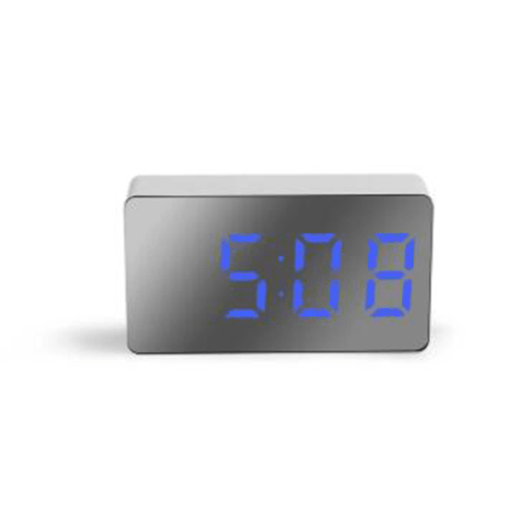 Digital USB LED Alarm Clock Mirror Snooze Display Time Night LCD Light Table Desktop for Home Decoration - MRSLM