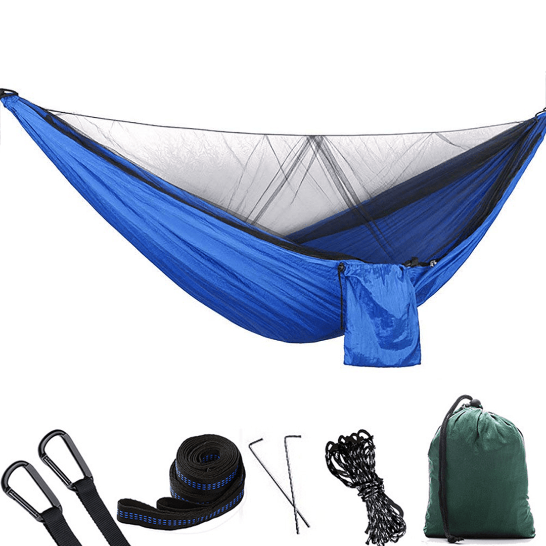 1-2 Person Portable Outdoor Camping Hammock with Mosquito Net High Strength Parachute Fabric Hanging Bed Hunting Sleeping Swing - MRSLM