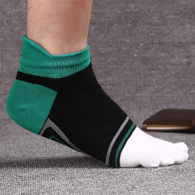 Mens Fashion Five Toes Cotton Socks Spell Color Casual Comfortable Socks - MRSLM