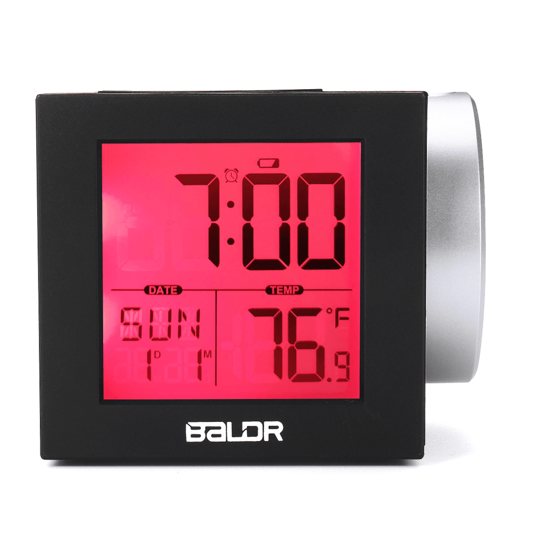 Digital LED Projection Alarm Clock Thermometer Snooze Weather Function 7 Color - MRSLM