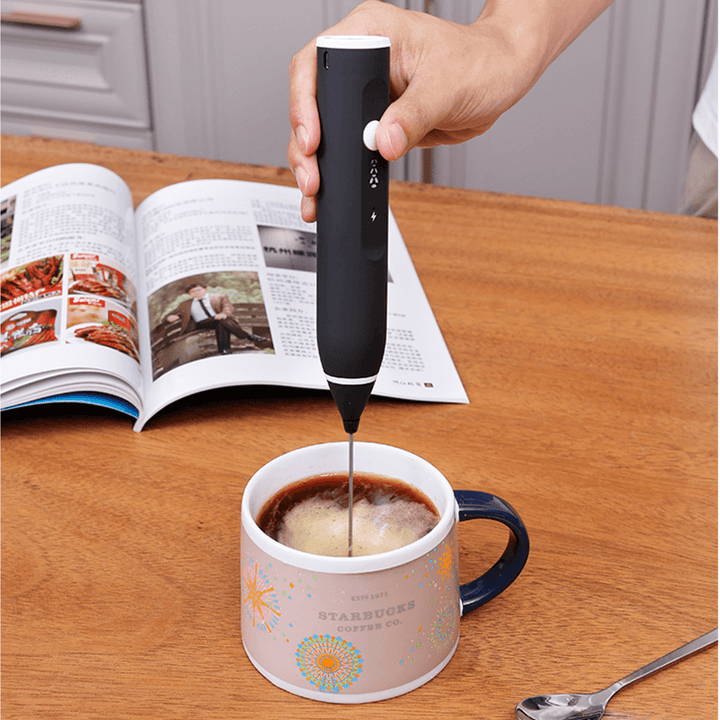 Milk Frother Electric Egg Beater USB Charging Mixer for Coffee Drink Portable - MRSLM