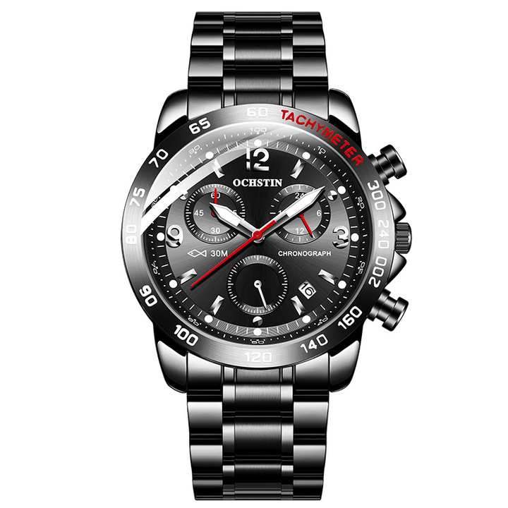 OCHSTIN GQ6123B Waterproof Casual Style Men Wrist Watch Full Steel Chronograph Quartz Watch - MRSLM