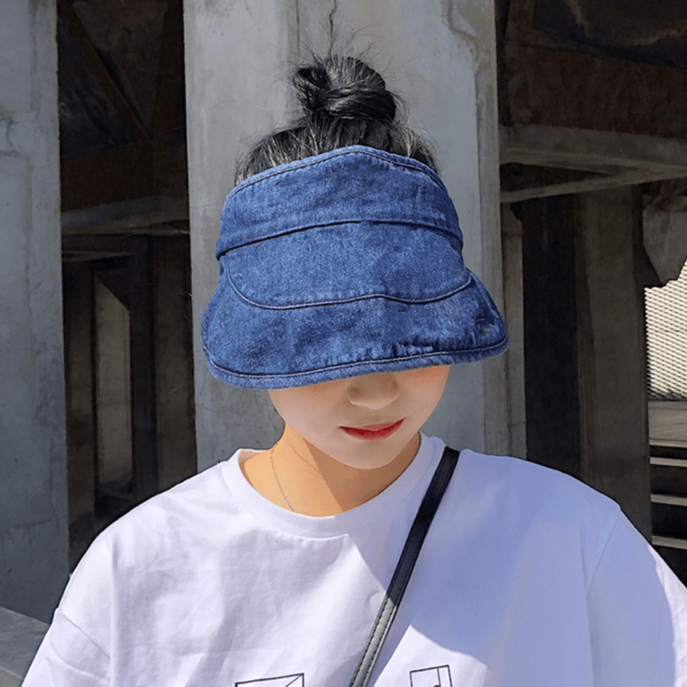 Washed Denim Top Hat Sun Protection Breathable Adjustable - MRSLM