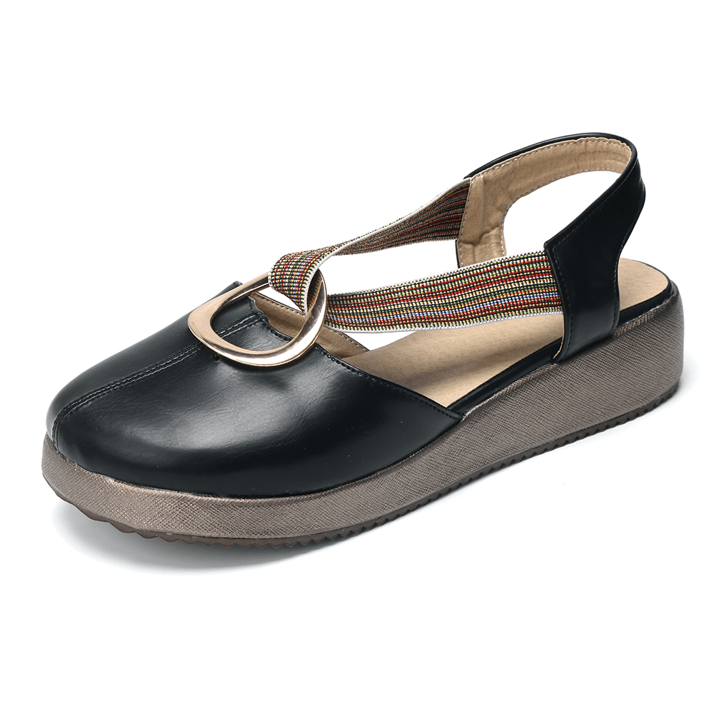 Women Casual Elastic Band Metal Hole Flats - MRSLM