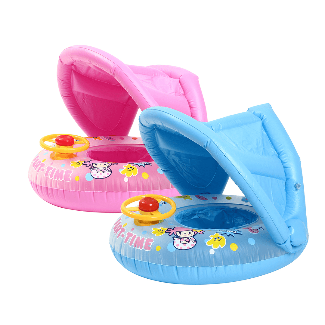 Inflatable Sunshade Baby Kids Water Float Seat Boat Swimming Ring Pool Fun - MRSLM