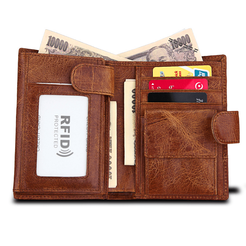 Men Retro RFID Fashion Genuine Leather Multifunctional Wallet - MRSLM