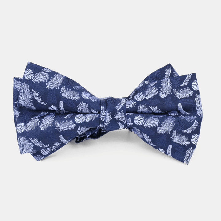 Men Dacron Cartoon Geometric Pattern Jacquard Double Layer Bowknot Formal Suit Bow Tie - MRSLM