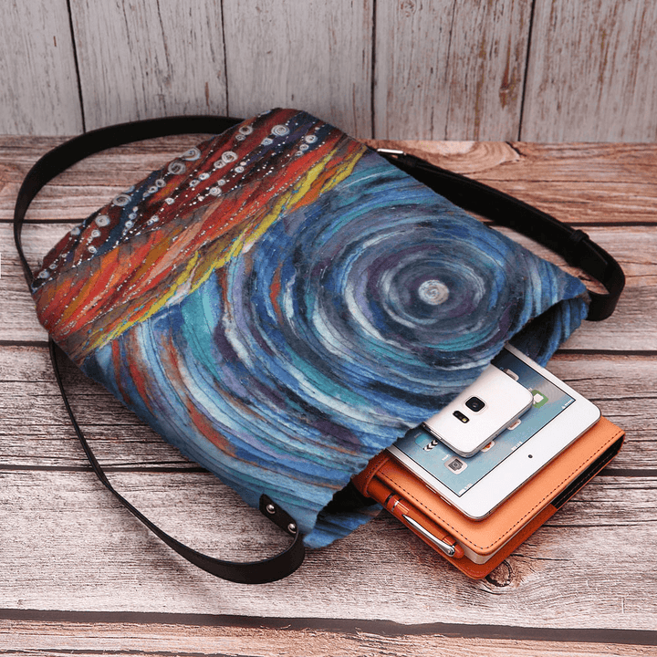 Women Starry Sky Colorful DIY Lamb Hair Bag Crossbody Bag - MRSLM