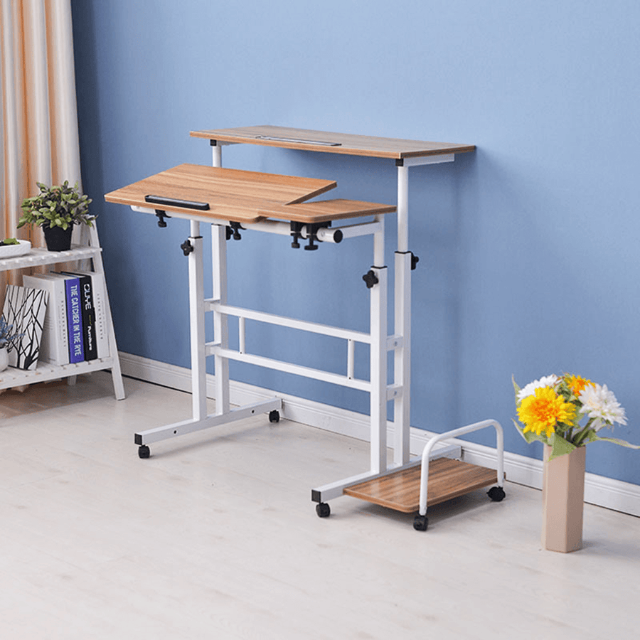 Computer Laptop Desk with Computer Case Rack Height Adjustable Table Mobile Rolling Stand-Up Table Workstation Home Office Furniture - MRSLM
