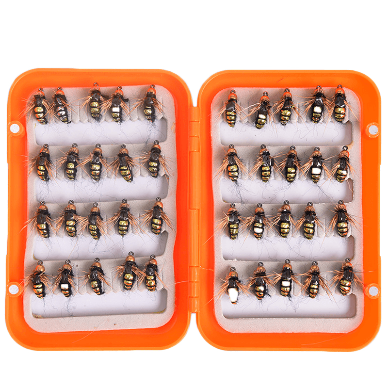 LEO 40Pcs/Lot Fly Fishing Lure Set Artificial Bait for Pesca Fish Fishing Hooks Tackle with Box - MRSLM