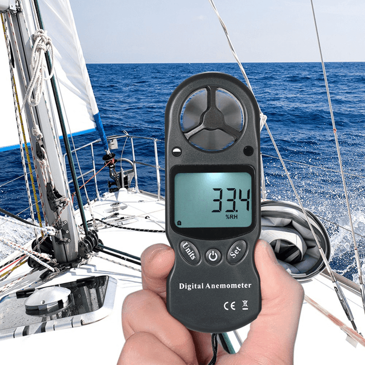 8 in 1 Handheld Digital Anemometer Wind Speed Temperature Humidity Tester Wind Chill Heat Index Dew Point Barometric Pressure Altitude Meter with LCD Backlight - MRSLM