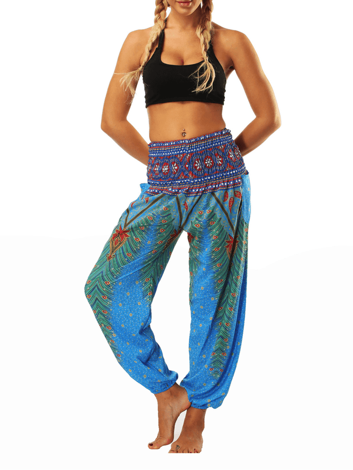 Women Ethnic Style Beach Sport Bloomers Casual Loose Yoga Pants - MRSLM