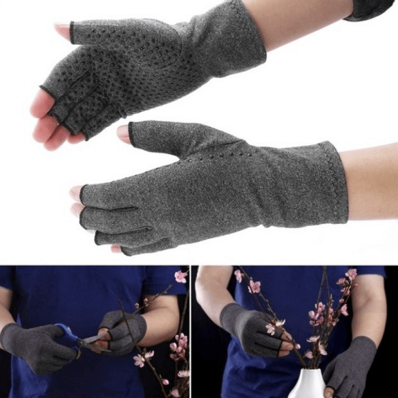 KALOAD 1 Pair Sports Anti-Skid Compression Gloves Health Care Half Finger Gloves Arthritis Pain Relief Gloves - MRSLM