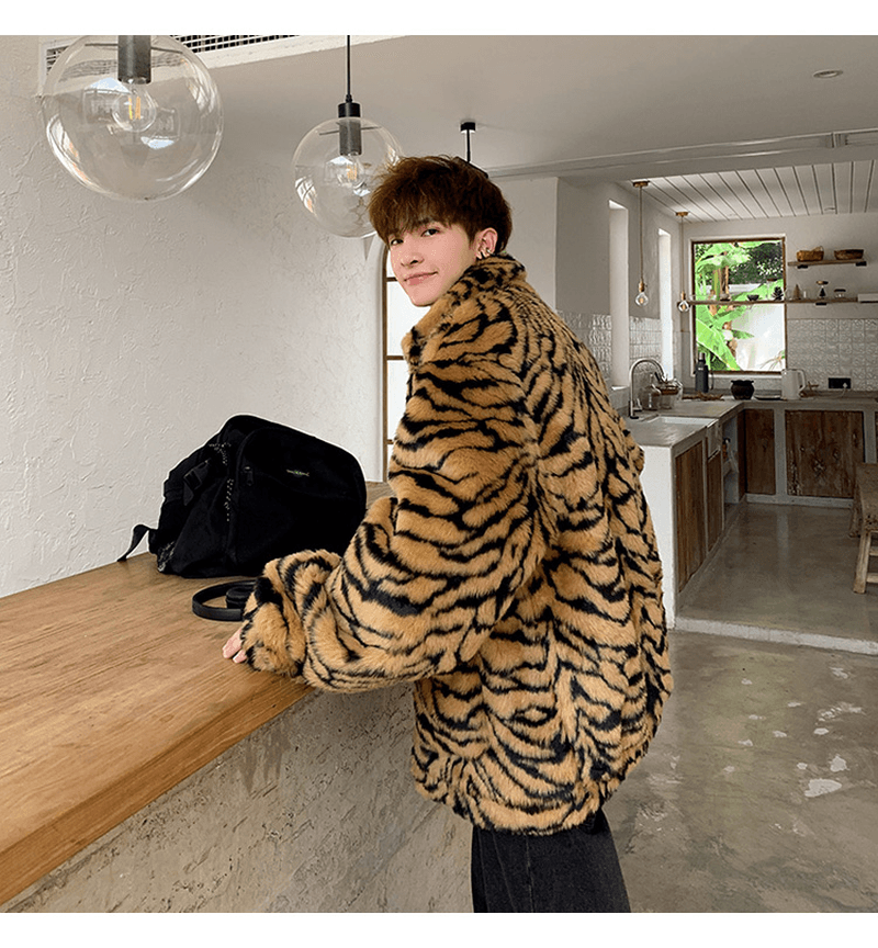 American Retro Tooling Jacket Loose Furry Faux Fur - MRSLM