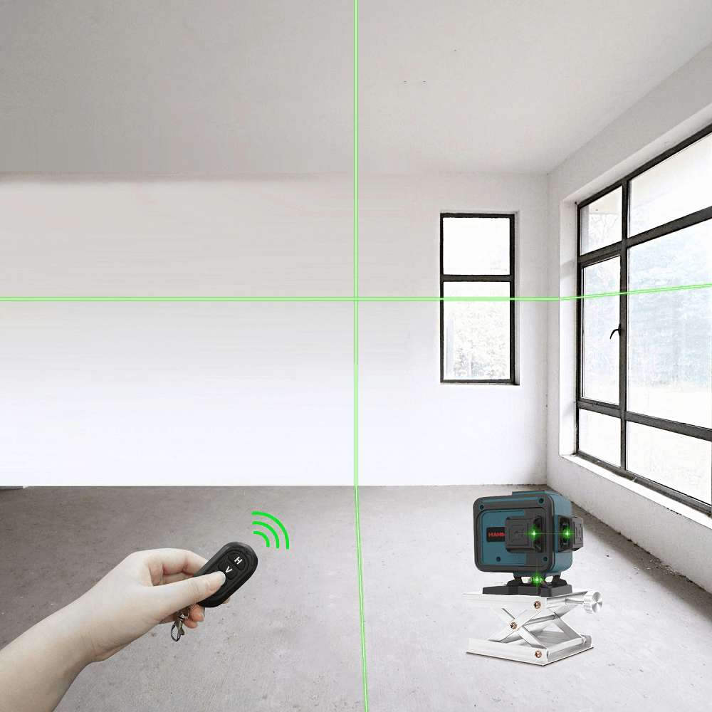 HANMATEK 12 Lines 3D Self-Leveling 360° Green Cross Line Laser Level with Pulse Enhancement Mode + Remote Control + Oblique Mode Oblique Alarm - MRSLM