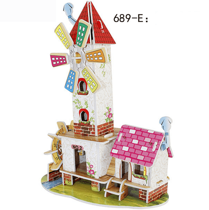 Children'S 3D Three Dimensional Puzzle Paper Educational Toys Diy Building Hut - MRSLM