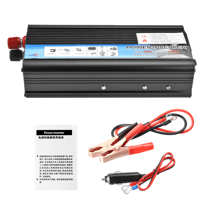 Solar Power Inverter USB Modified Sine Wave Converter DC 12V to AC 220V Car Power Inverter Charger Adapter - MRSLM