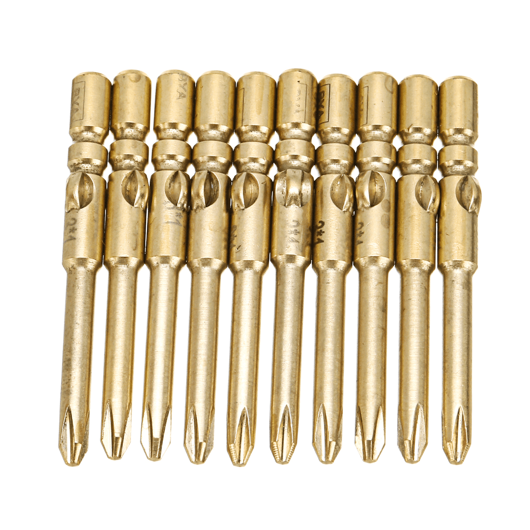 10Pcs 40Mm Magnetic Screwdriver Bits Hex Cross Head PH0 PH1 PH2 Bit for Electric Screwdriver - MRSLM