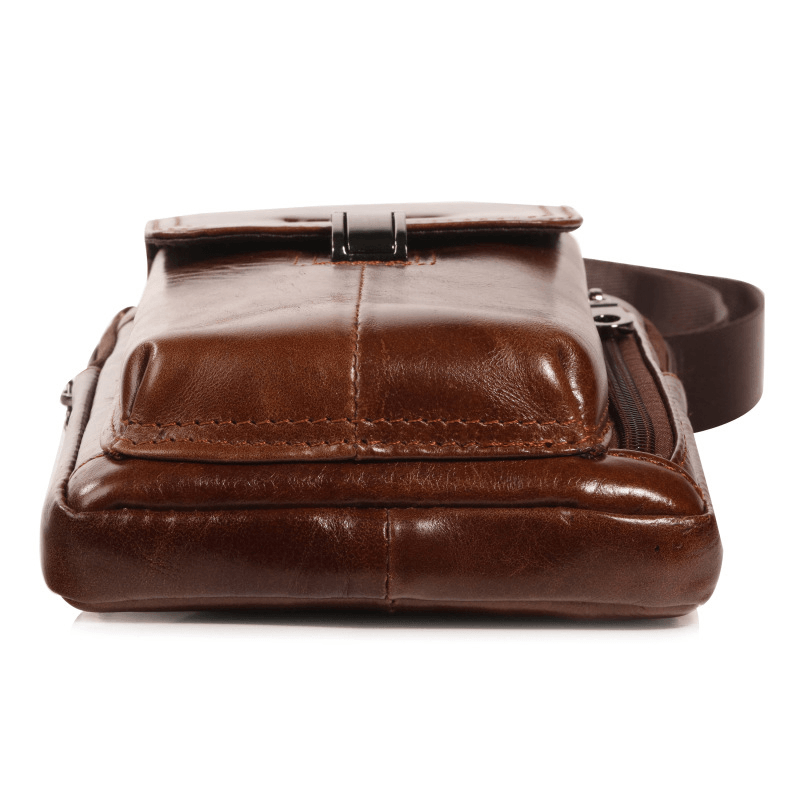 Men Genuine Leather Waist Bag Shoulder Bag Phone Bag - MRSLM