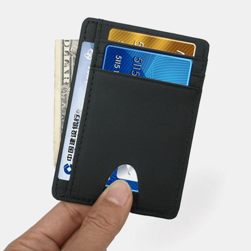 Women & Men Genuine Leather Card Holder Carbon Fiber Pattern RFID Multi-Card Slot Wallet - MRSLM