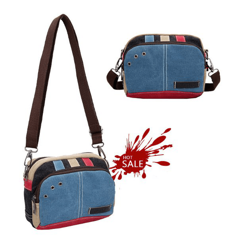 Women Canvas Crossbody Bags Contrast Color Casual Small Shoulder Bags Messenger Bags - MRSLM