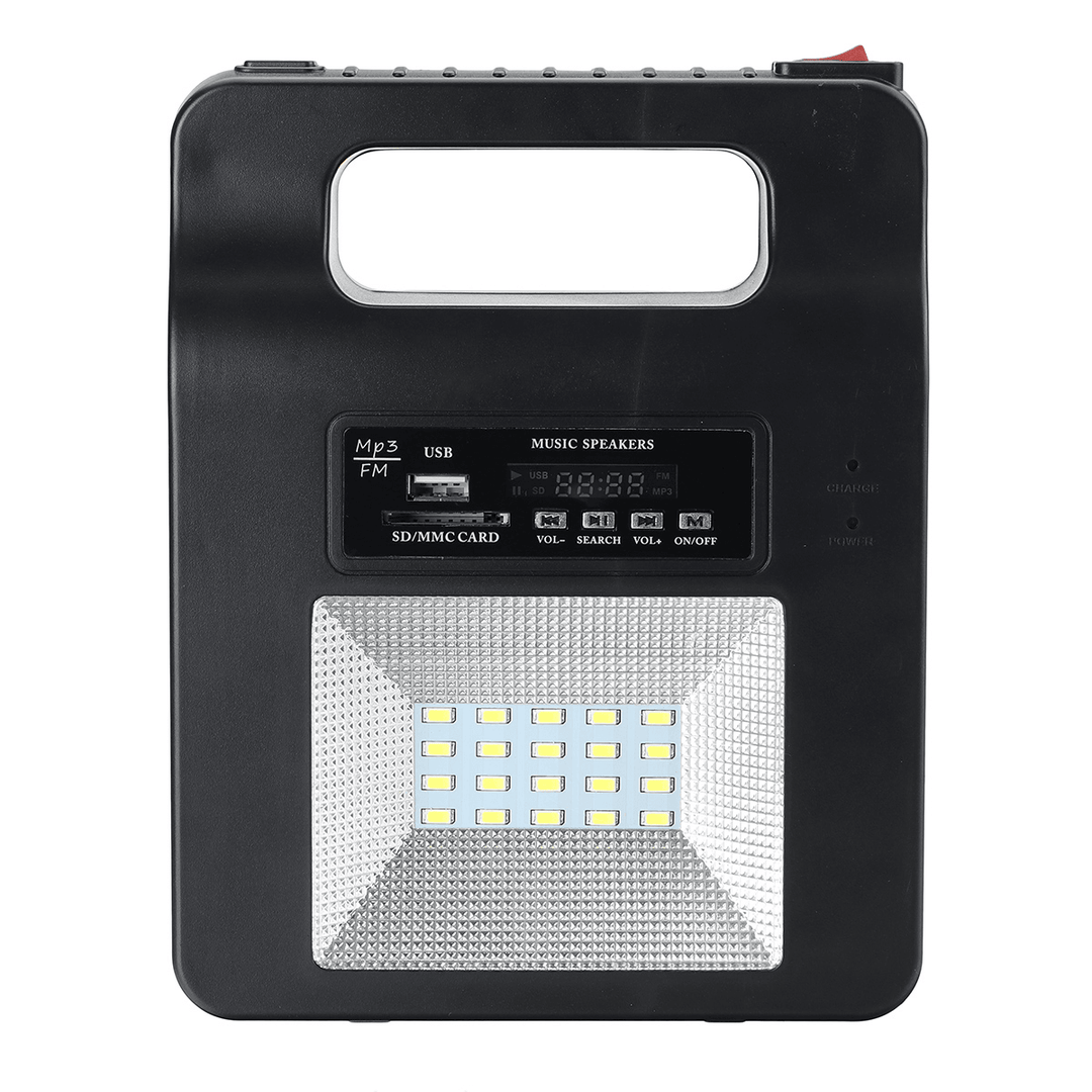 Solar Power Radio Panel Generator LED Light USB Charger System FM Outdoor Garden Decorative Night Light - MRSLM