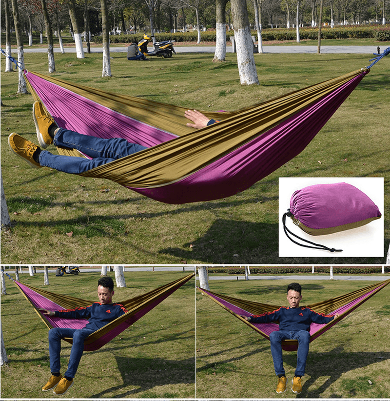 Outdoor Camping Hammock Parachute Cloth Lightweight Nylon Portable Hammock for 1-2 People 260 X 140CM - MRSLM