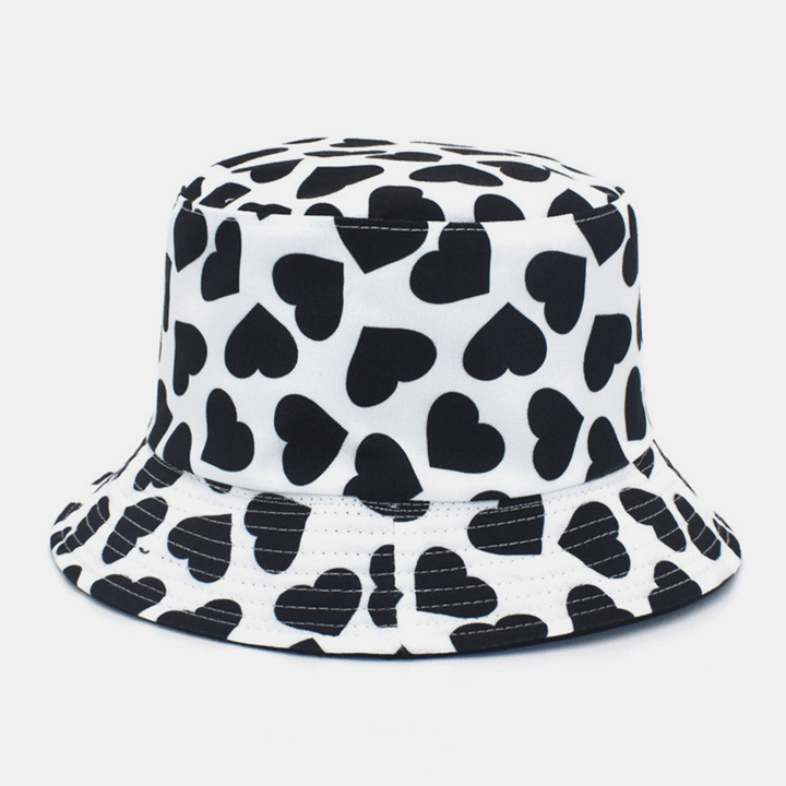 Women & Men Love Print Pattern Double-Sided Outdoor Casual Sunshade Bucket Hat - MRSLM