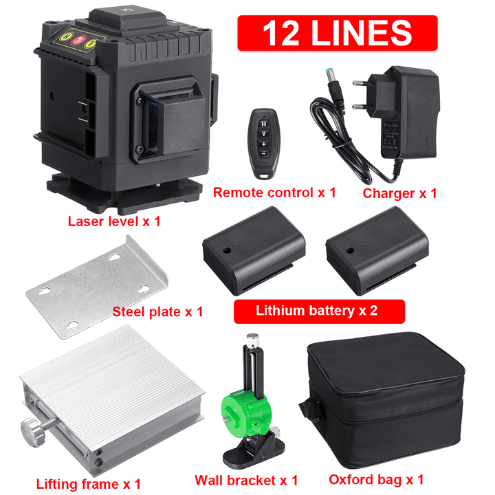 8/12/16 Line 360° Rotary Green Laser Level Self Leveling Cross Measure Tool Set - MRSLM