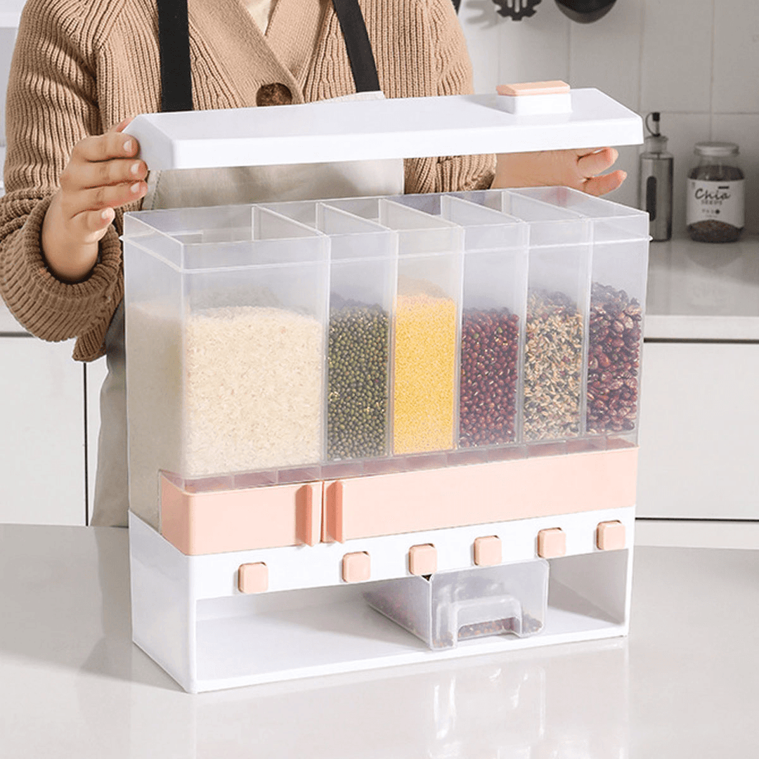 8-Grid 10KG Cereal Rice Home Division Dry Food Dispenser Kitchen Rice Storage - MRSLM