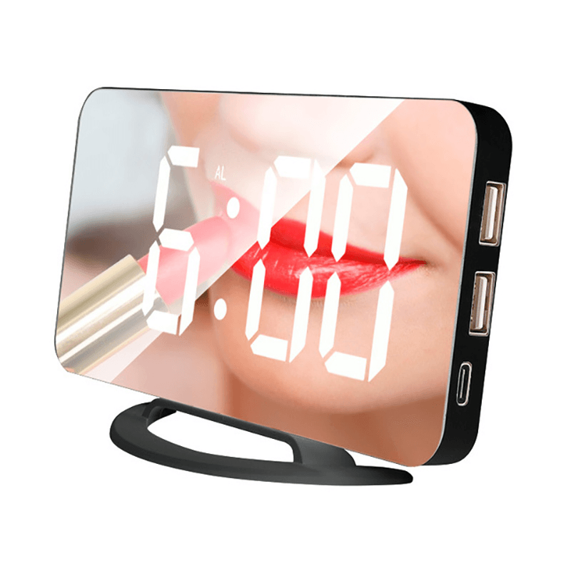 Multifunctional Mirror Alarm Clock LED Makeup Mirror Digital Alarm Clock Automatic Photosensitive Electronic Desk Clock - MRSLM