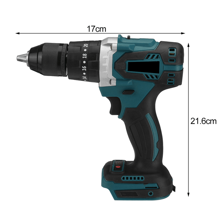 3 in 1 3500Rpm 800W Brushless Cordless Impact Drill Screwdriver 90N.M Compact Electric Hammer Drill Driver W/ 1/2 2.4Ah Battery for Makita - MRSLM