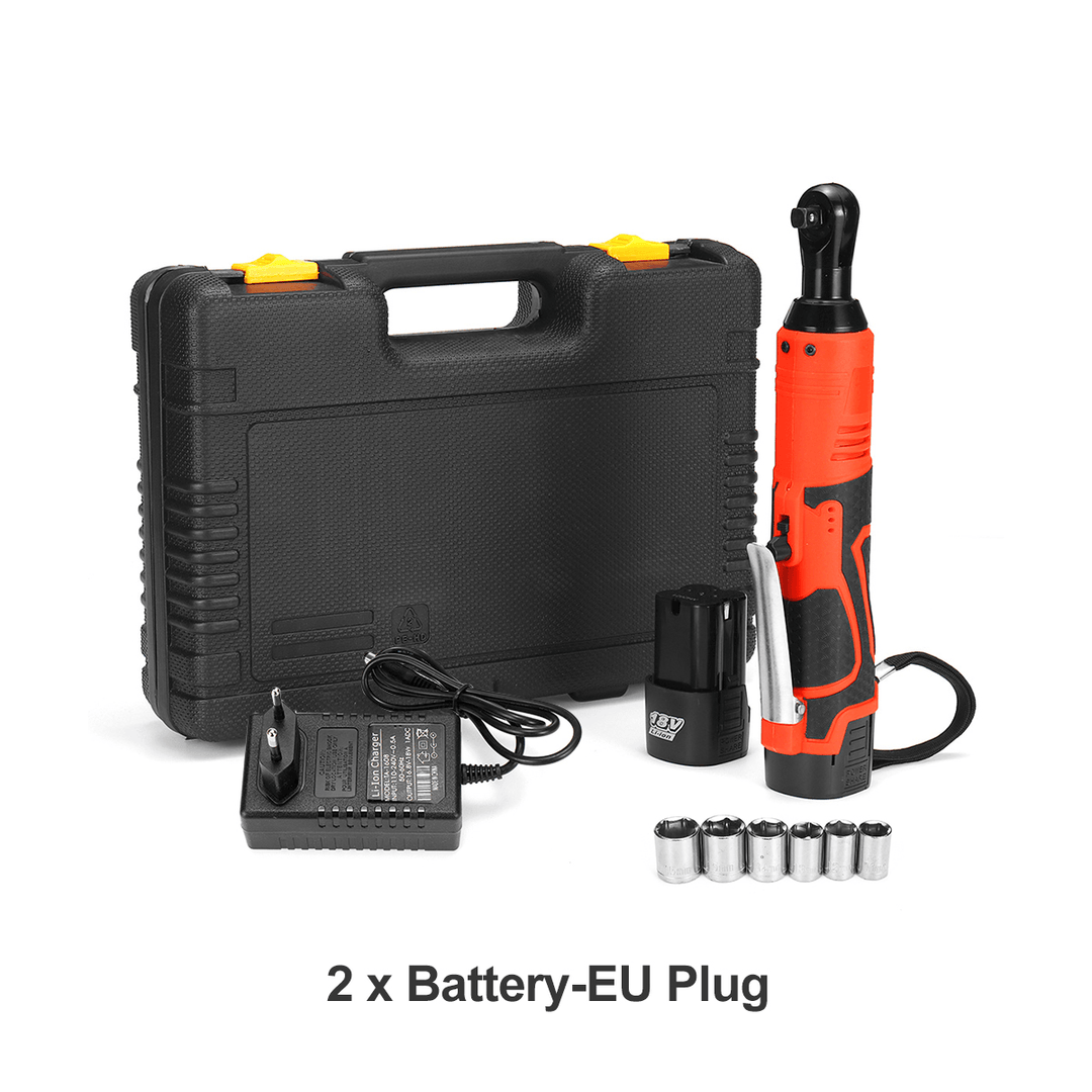 18V 100N.M 3/8" Cordless Ratchet Wrench Electric Ratchet Wrench Kit W/ Charger & 1/2Pcs Battery - MRSLM