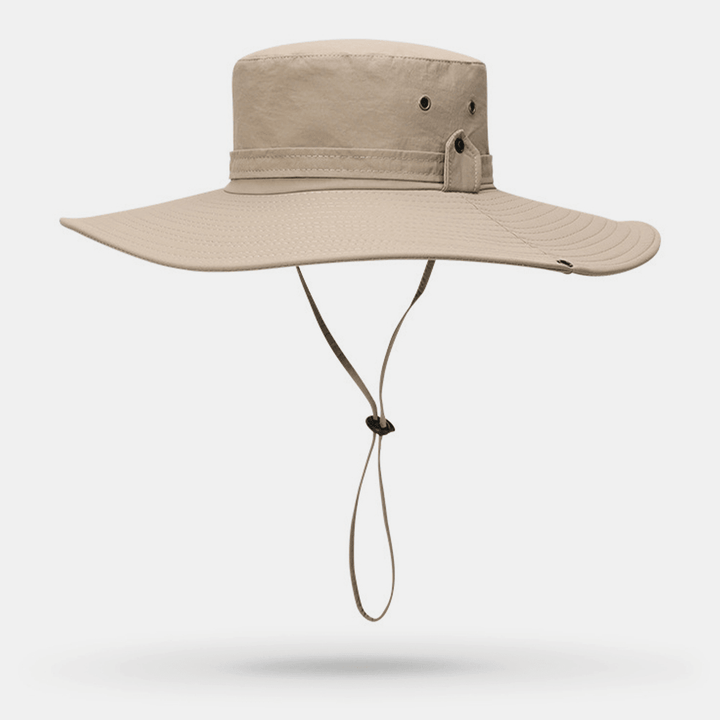 Men Wide Brim 12CM Outdoor Fishing Climbing UV Protection Sunshade Wear-Resistant Breathable Bucket Hat - MRSLM