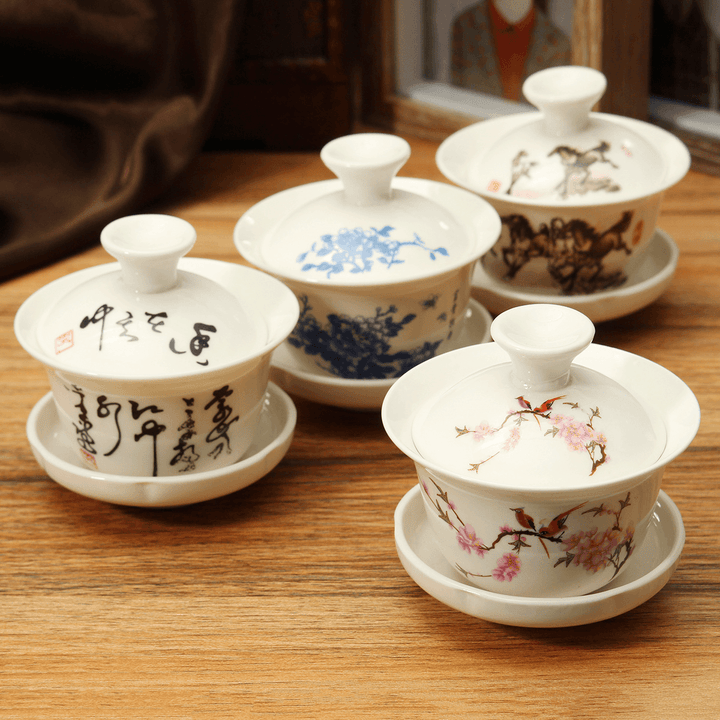 Chinese Kung Fu Ceramic Tea Set Chinese Style Tureen Tea Cup Tea Parts Teapot Set - MRSLM