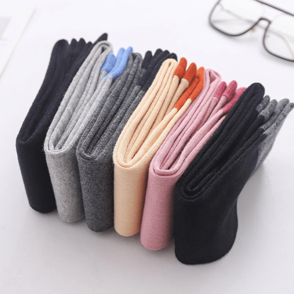 Women Cotton Casual Sweet Contrast Color Footsocks over Knee Leggings Thigh Socks Stocking - MRSLM