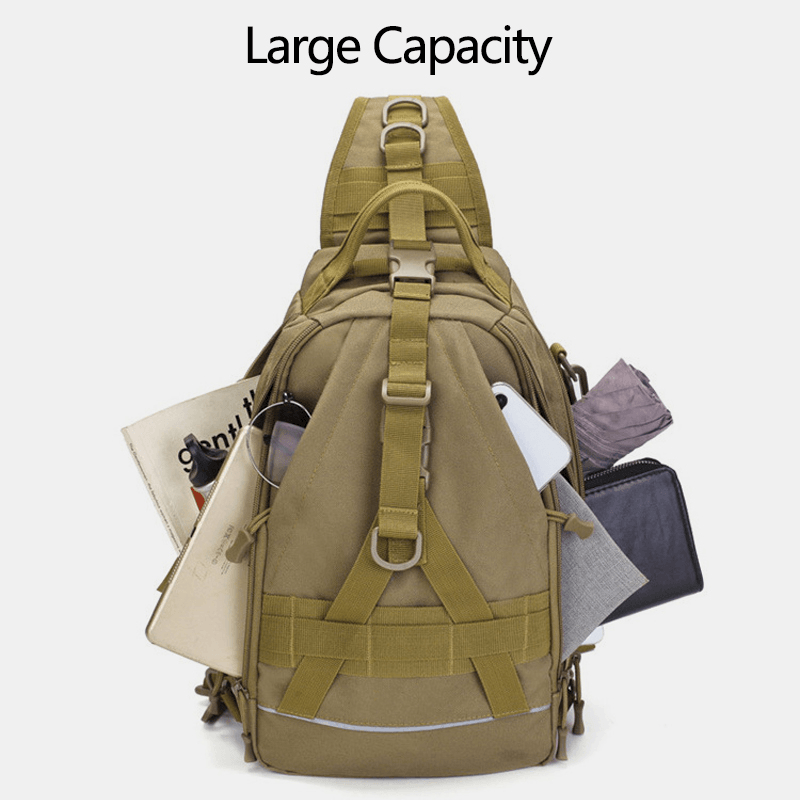 Men Oxford Camo Multifunction Waterproof Outdoor Sports Riding Tactical Shoulder Bag Crossbody Bag Chest Bag - MRSLM