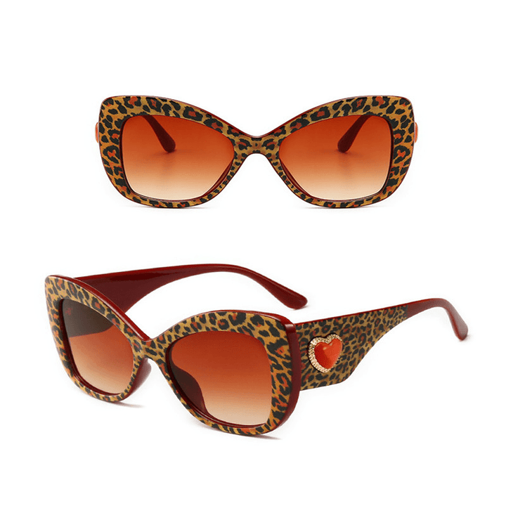 Leopard Print Trendy Big Frame Sunglasses, Personalized Cat-Eye Love Sunglasses - MRSLM