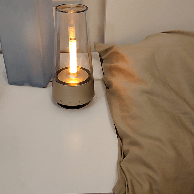 USB Warm and Romantic Candle Breathing Night Light Bluetooth Speaker Bedside Lamp Sound Music Creative Atmosphere Table Lamp - MRSLM