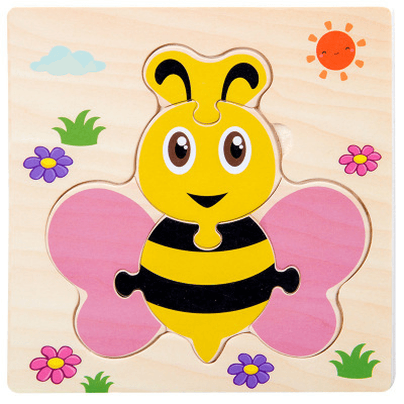 Wooden Early Education Jigsaw Puzzle Cartoon Animal Traffic Jigsaw Puzzle - MRSLM