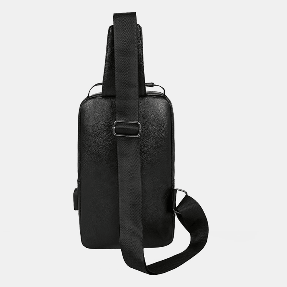 Men Vintage USB Charging Design Multi-Pocket Chest Bag Large Capacity Wear-Resistant Crossbody Shoulder Bag - MRSLM