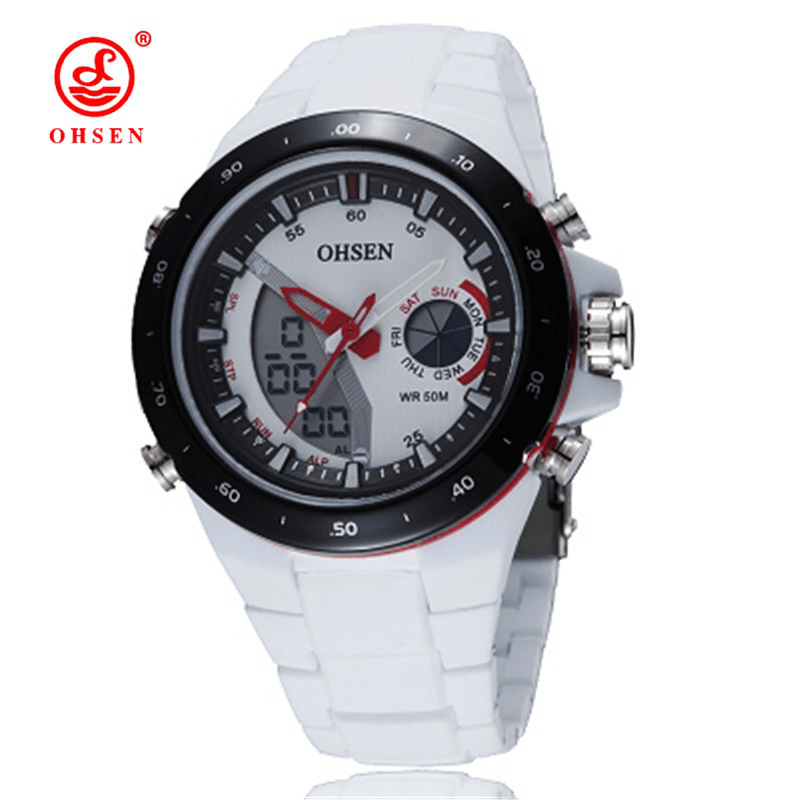 OHSEN AD2802 Digital Analog Alarm Stopwatch Men Sport Watch - MRSLM