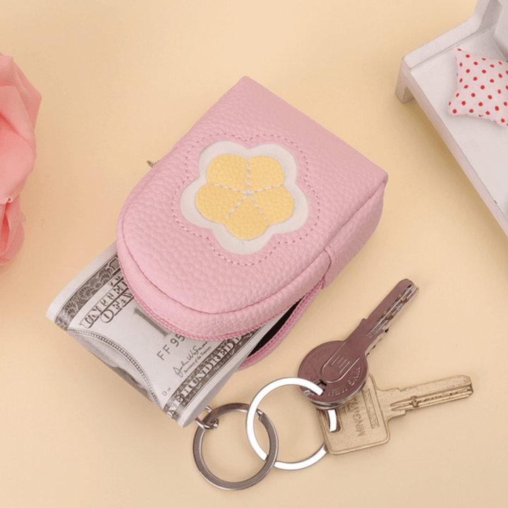 Women Quality PU Leather Cute Floral Pattern Change Wallet Coin Purse Card Holder - MRSLM