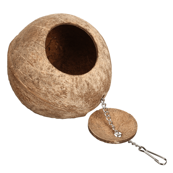 Bird Nest Natural Coconut Shell Bird Nest Parakeet House Hut Parrot Cage Pet Toys Feeder Feeding Cages - MRSLM