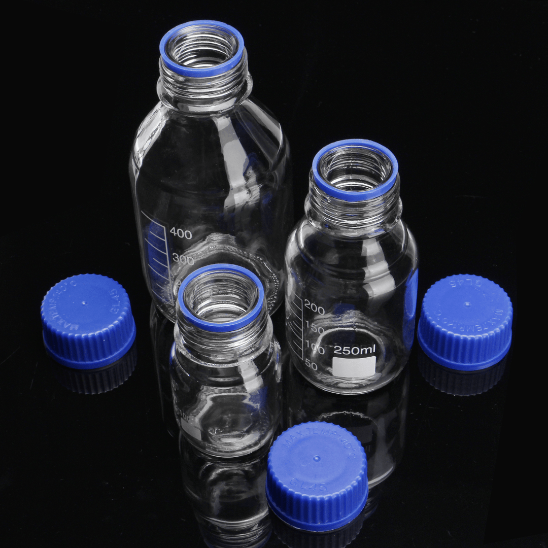 100/250/500Ml Borosilicate Glass Clear Reagent Bottle Blue Screw Cap Lab Storage Bottle - MRSLM