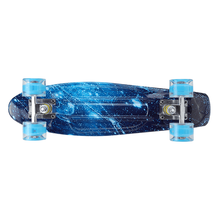 22 Inch Kids Skateboard Portable Mini Cruiser Retro Skate Board for Kids Boys Girls Youths Beginners Load 90Kg with Flashing Wheels - MRSLM