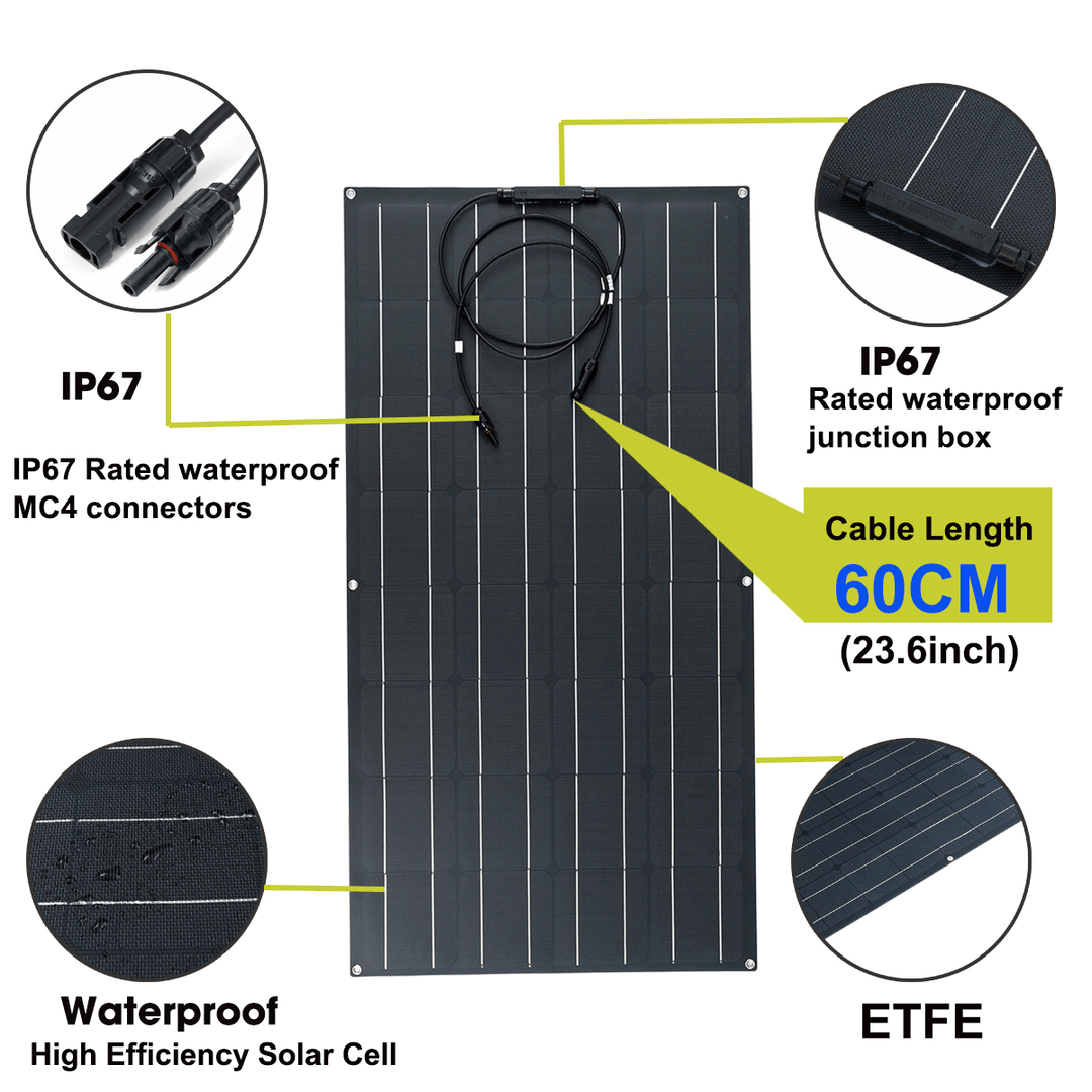 1PCS Flexible Solar Panel 120W 1160*540Mm ETFE Solar Panel with Connector - MRSLM