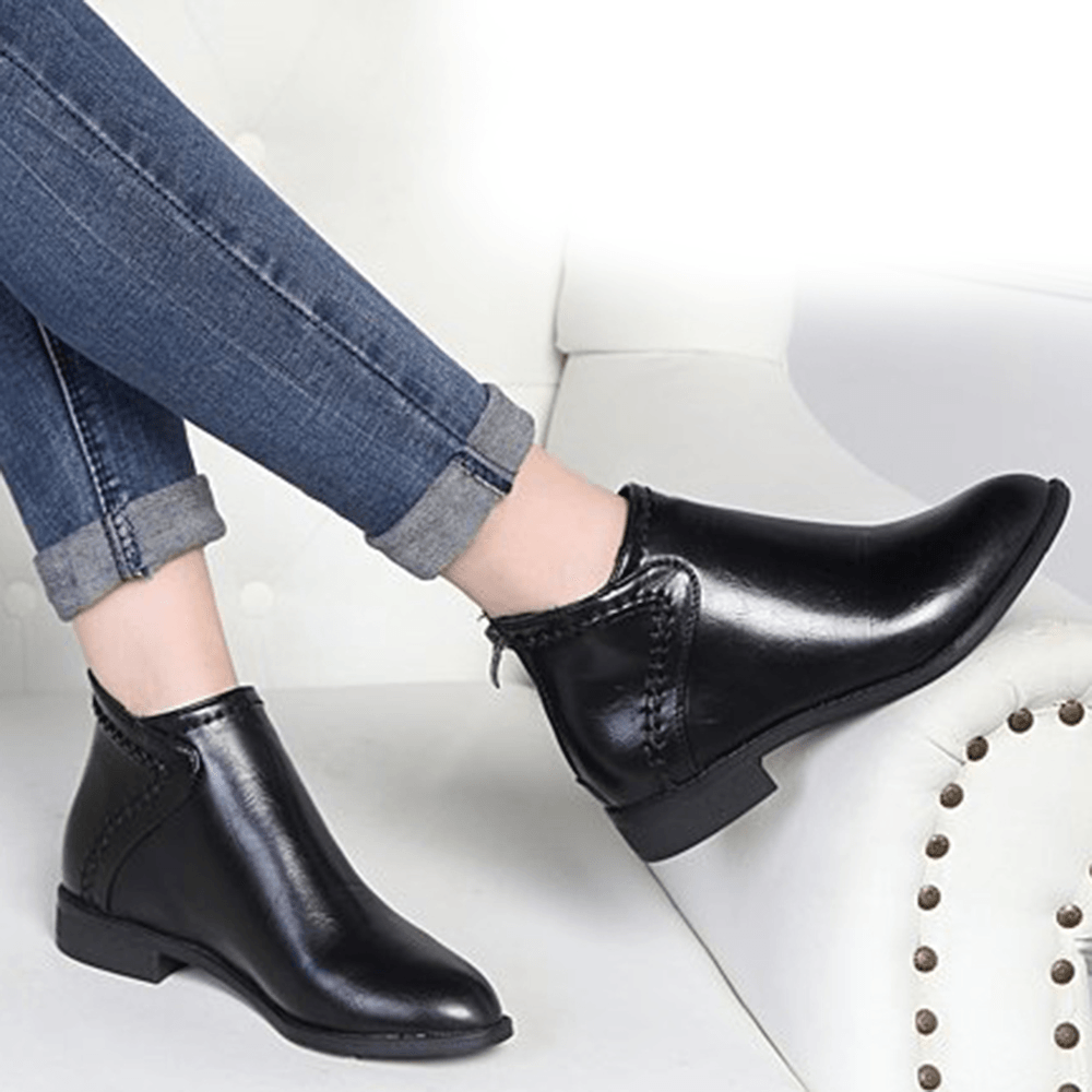 Women Casual Comfy Zipper Ankle Boots - MRSLM